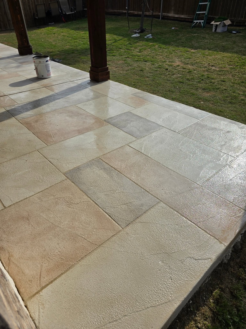 Stained and sealed stamped concrete patio